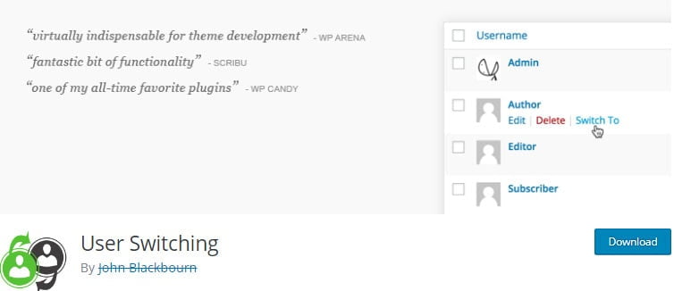User Switching WordPress plugin