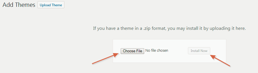 wordpress theme install now option 
