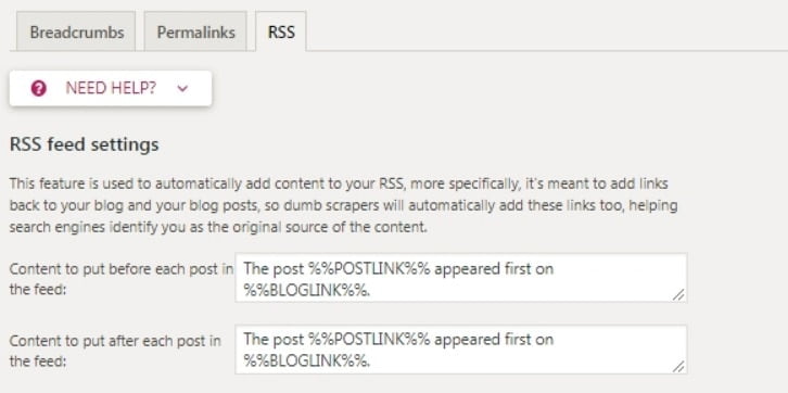yoast seo RSS feed