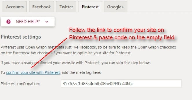 verify your website on Pinterest