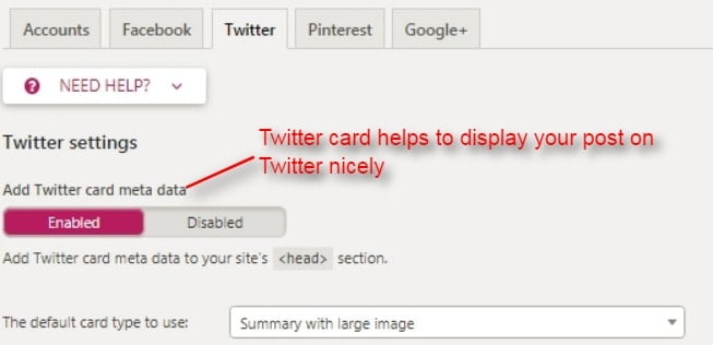enable twitter card which helps to display your post on Twitter nicely