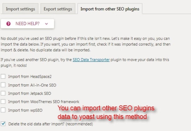 yoast seo import from other seo plugins