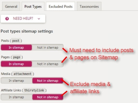 XML sitemap post types