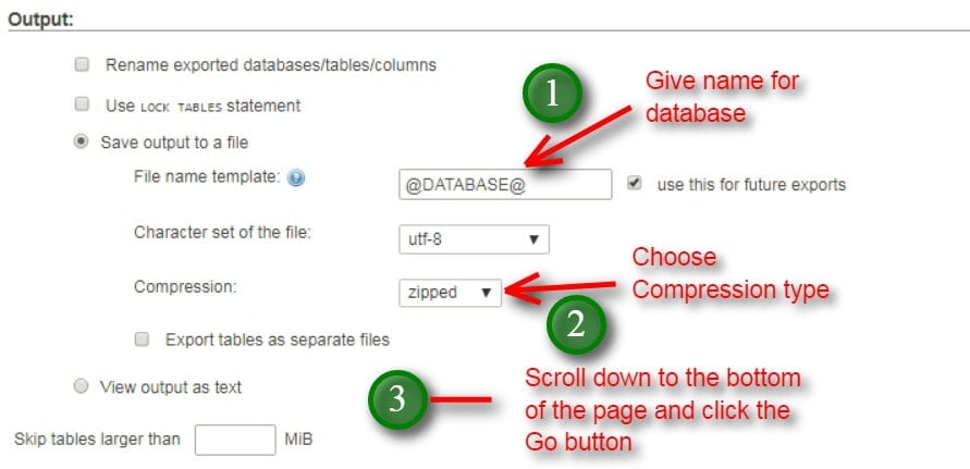 take database backup in the custom manner