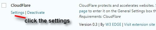 activate cloudflare on extension