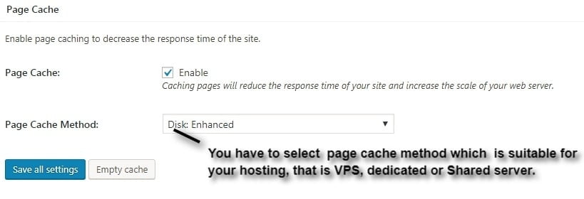 w3tc enable page cache