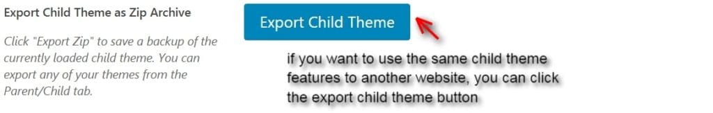 export child theme