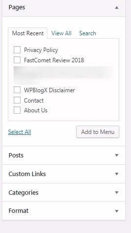 add pages on WordPress menu