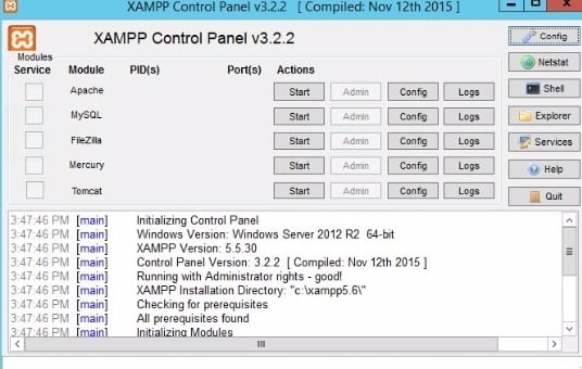 Xampp Control panel