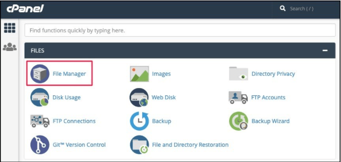 login to cPanel and click file manager